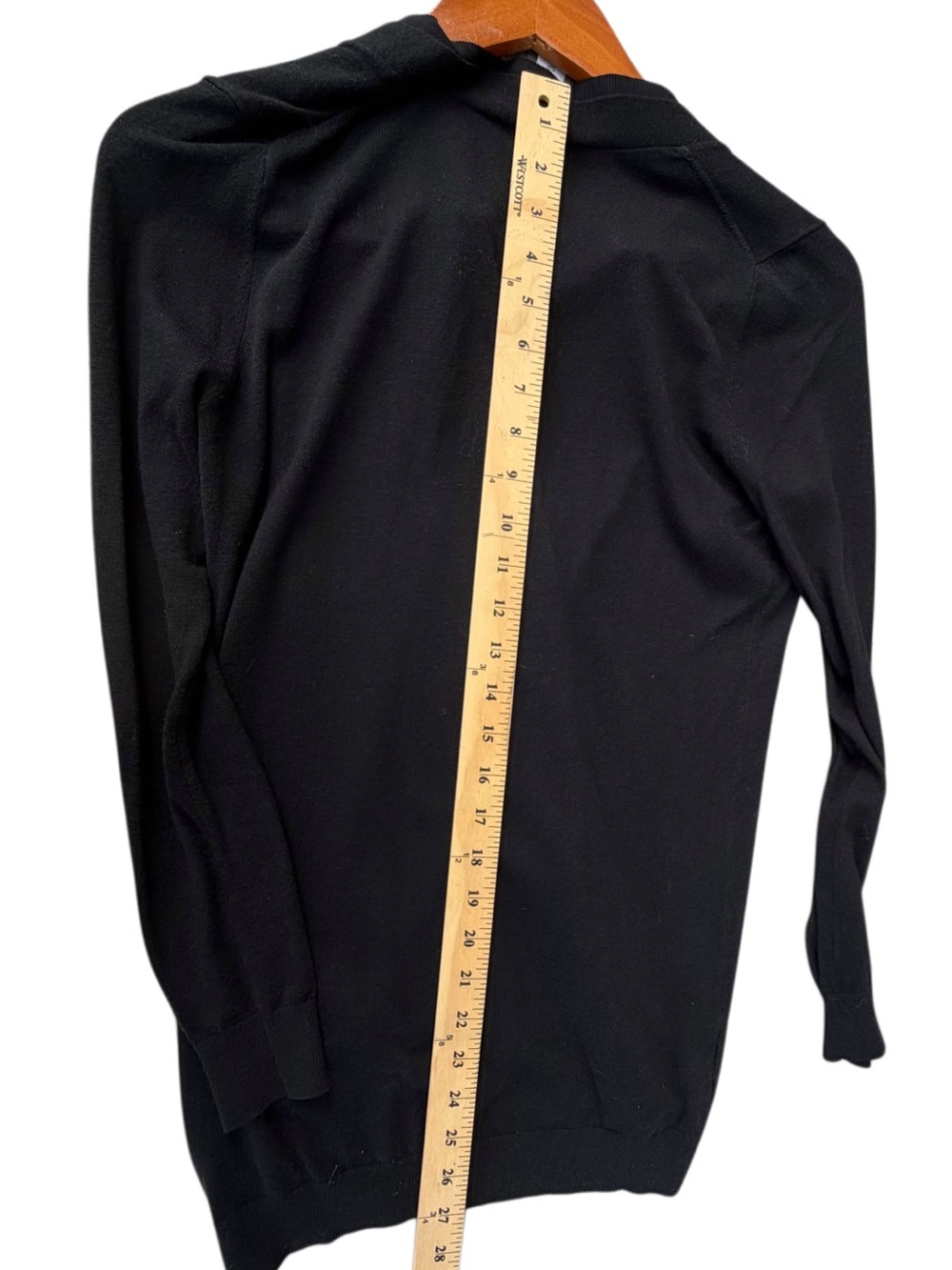 ANN TAYLOR LOFT  Black Cardigan Ruffle Sweater Size petite small Long Sleeve - Picture 7 of 9